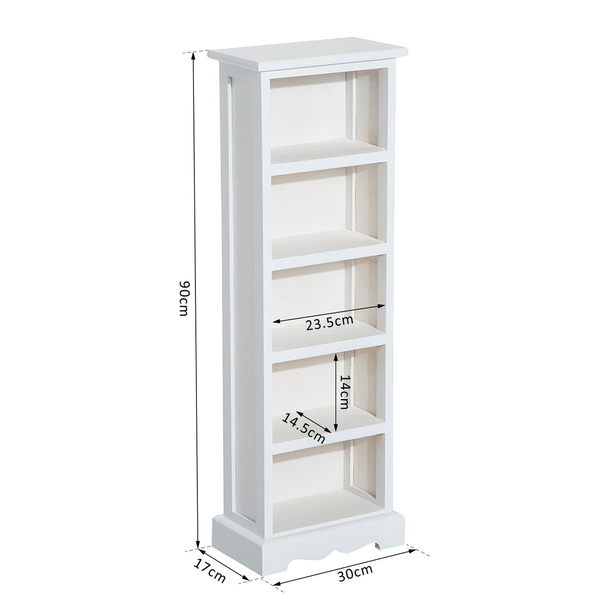 easycomfort easycomfort mobiletto libreria 5 ripiani in legno bianco 30x17x90cm ean 8054144133041