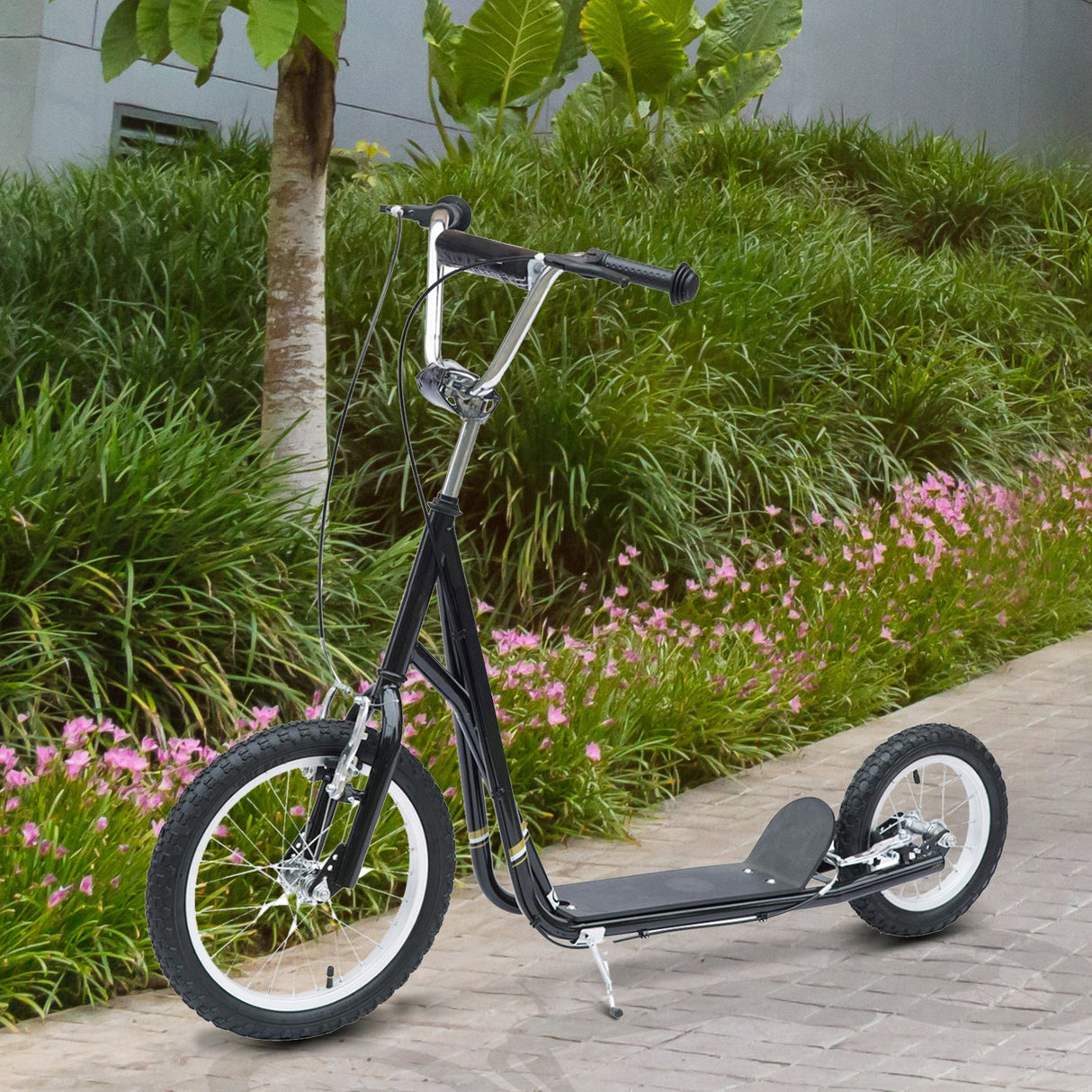 easycomfort easycomfort monopattino per bambini in acciaio con ruote grandi e freno nero