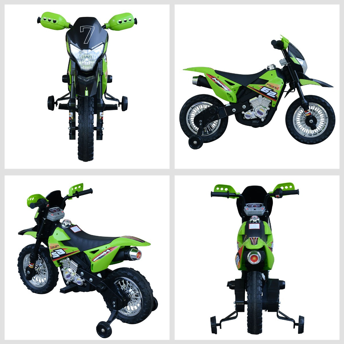 easycomfort easycomfort moto da cross elettrica con 2 rotelline ausiliarie per bambini 3 6 anni moto giocattolo 10952 270 5cm verde