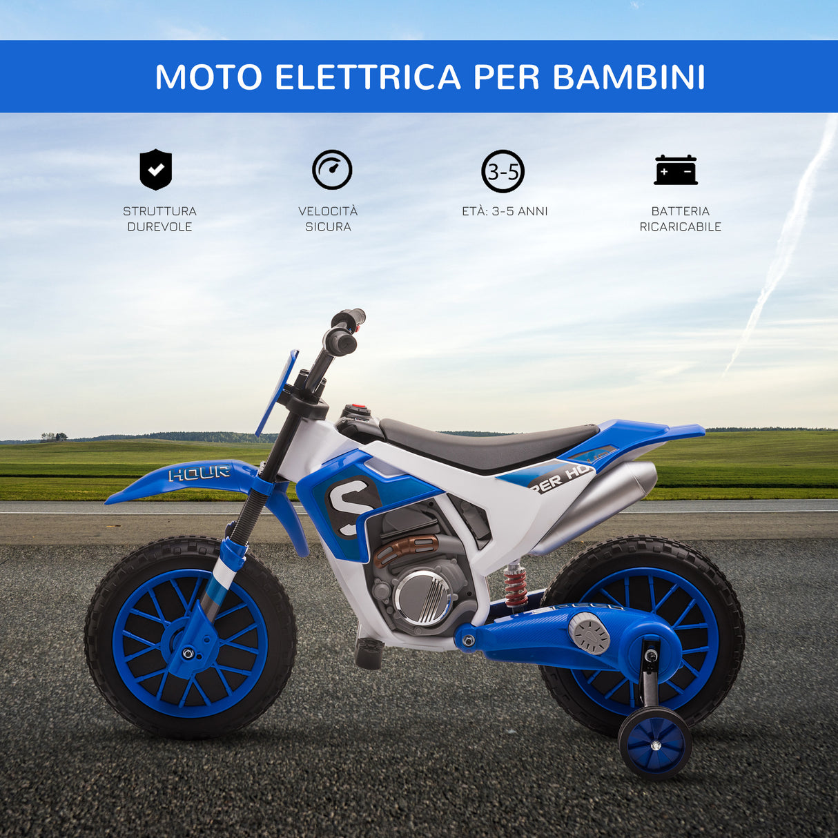 easycomfort easycomfort moto da cross elettrica per bambini da 3 5 anni blu