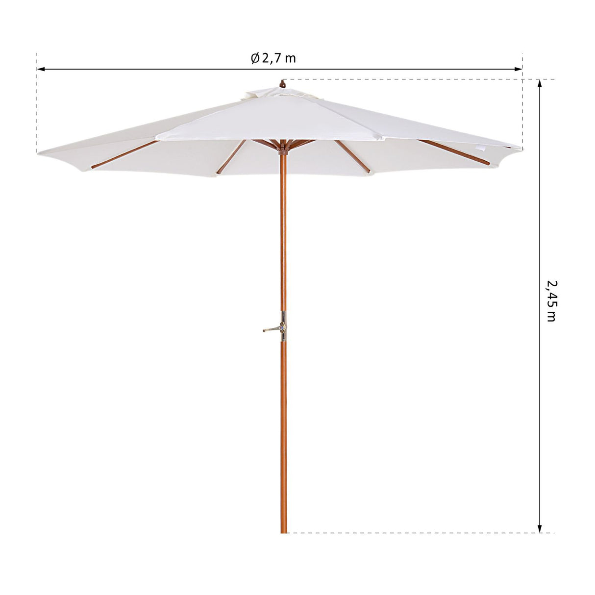 easycomfort easycomfort ombrellone da giardino con palo in legno resistente ai raggi uv beige 270 x 250 cm ean 8054111847056