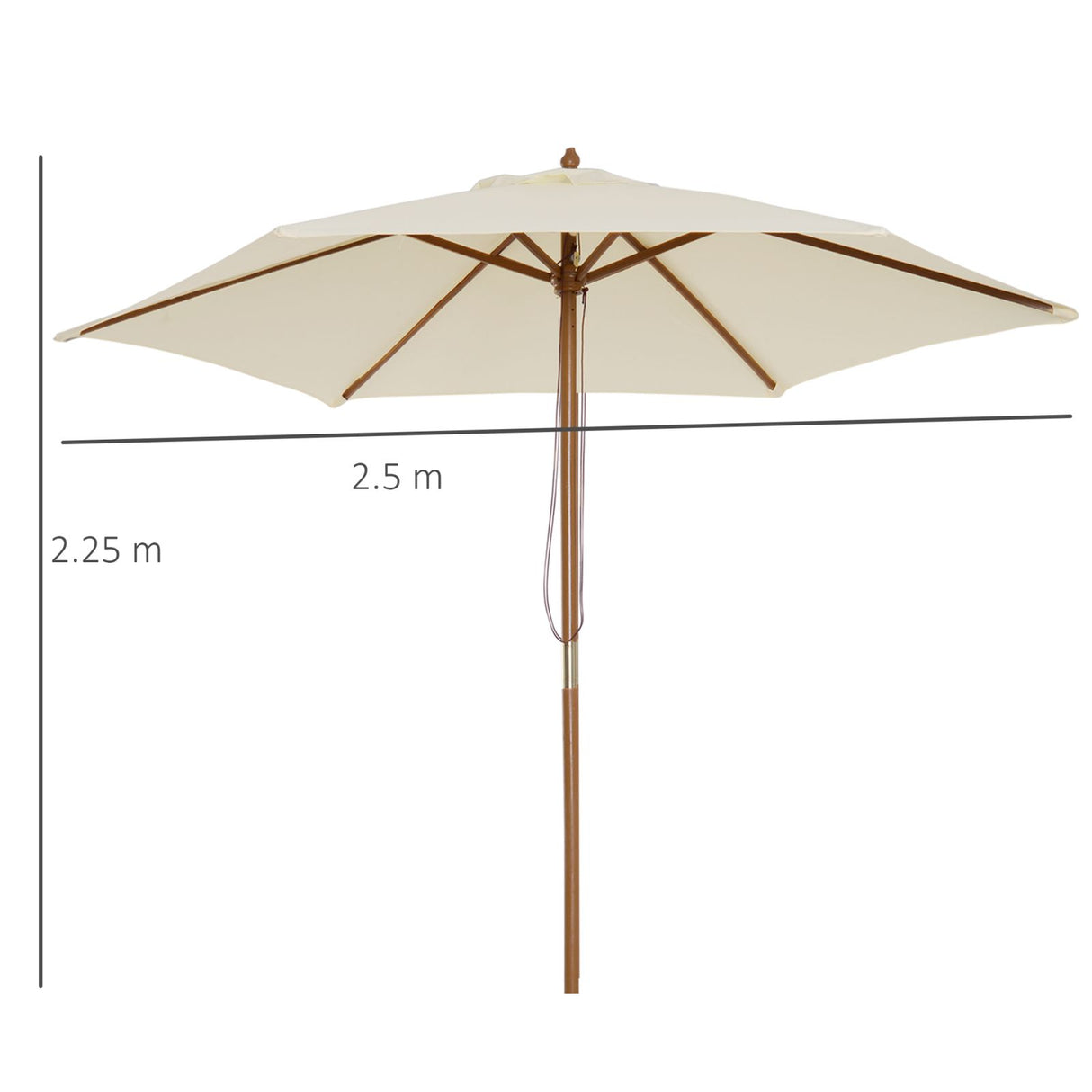 easycomfort easycomfort ombrellone da giardino e terrazza in legno poliestere 2 5x2 3m beige ean 8055776912929