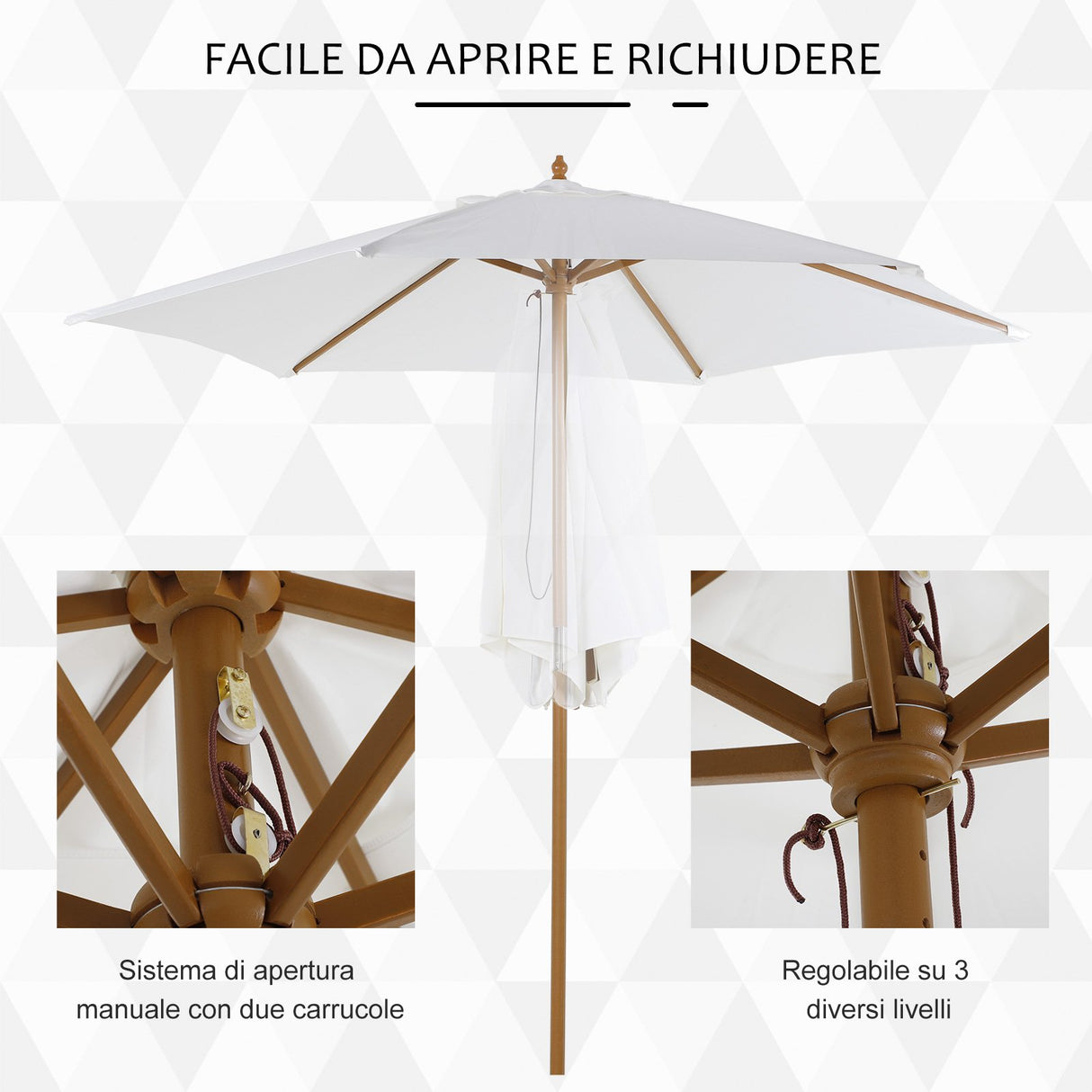 easycomfort easycomfort ombrellone da giardino in bambu bianco crema 250 x 230cm ean 8054111843584