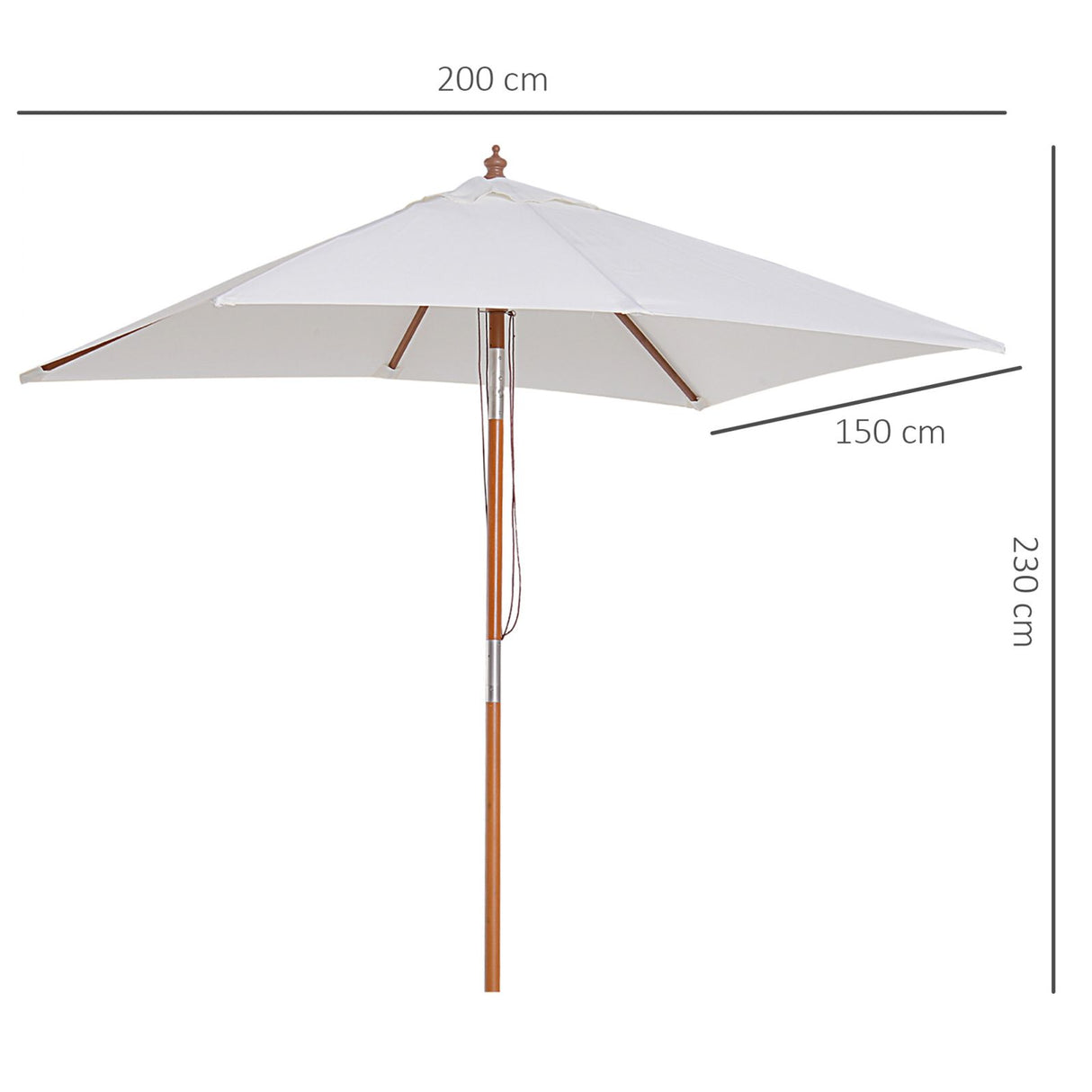 easycomfort easycomfort ombrellone da giardino inclinabile 2x1 5m 6 stecche e palo in legno beige ean 8054111843751