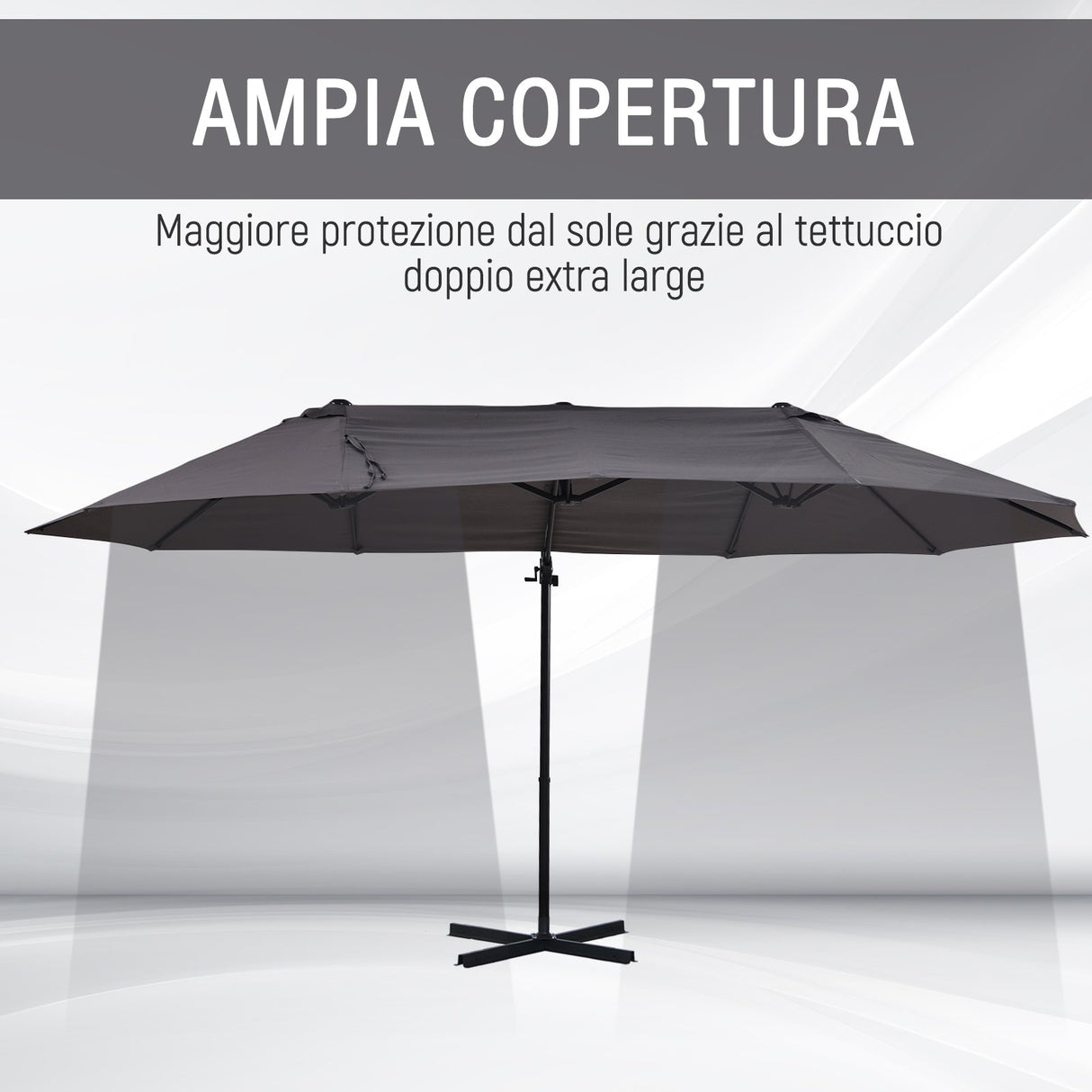 easycomfort easycomfort ombrellone doppio in poliestere anti uv impermeabile grigio 270x460x250cm ean 8055776912141