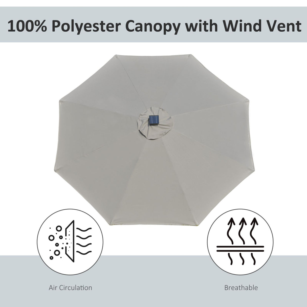 easycomfort easycomfort ombrellone inclinabile con apertura a manovella e luci led a pannello solare grigio 266x245cm