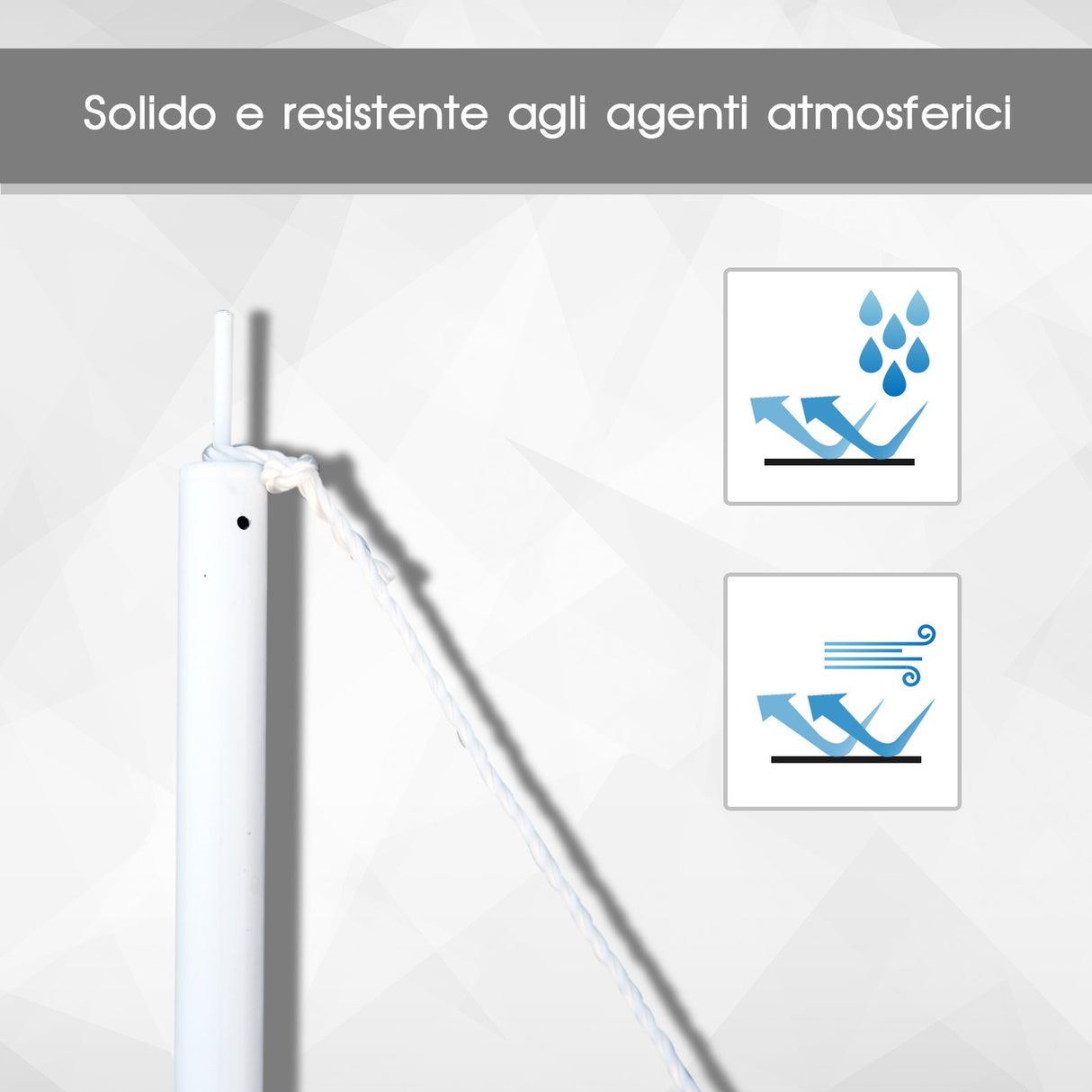 easycomfort easycomfort palo per tenda a vela con picchetti di fissaggio e corda 3m ean 8054111840231