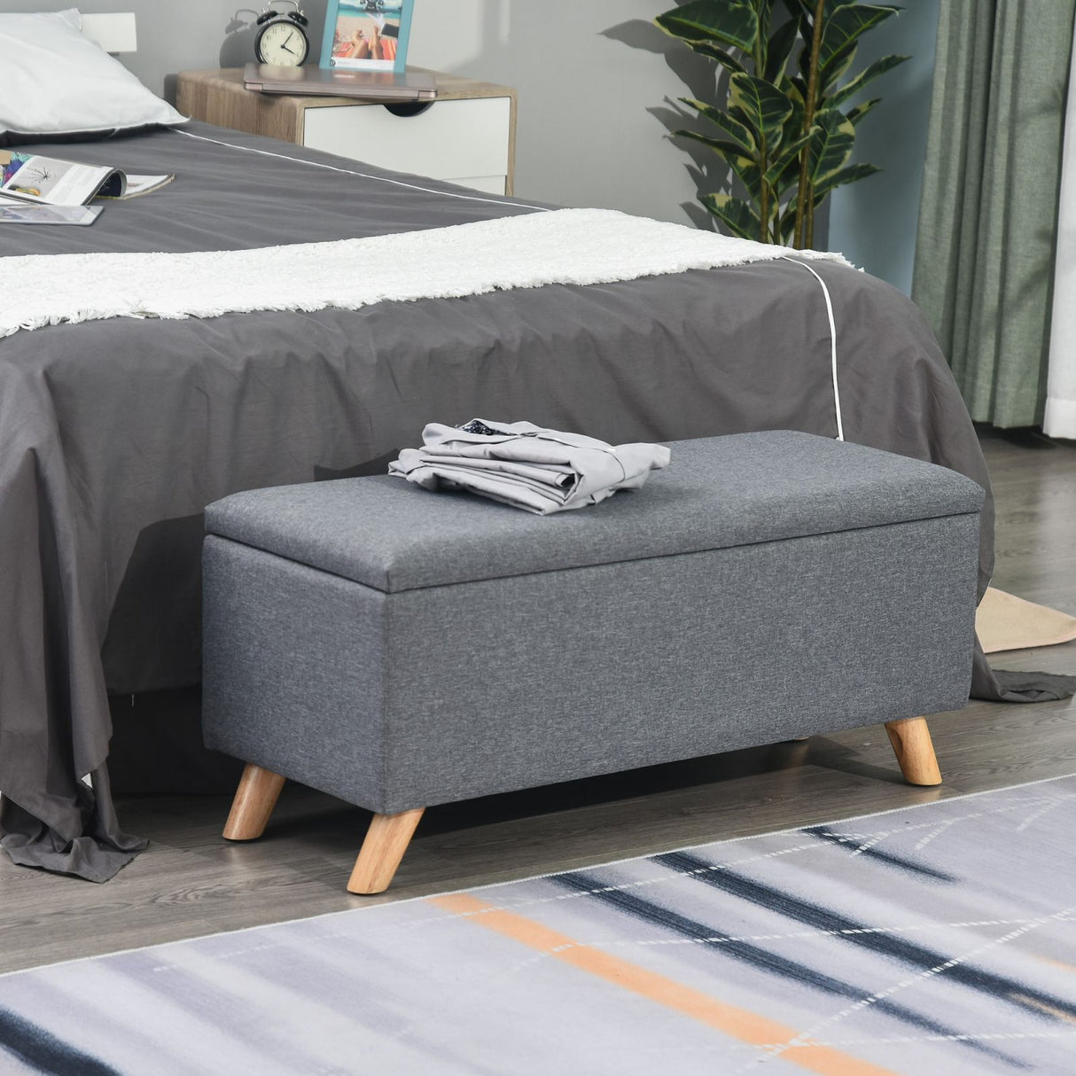 easycomfort easycomfort panca fondoletto imbottita con vano contenitore grigio 103x40x44cm ean 8054144137612