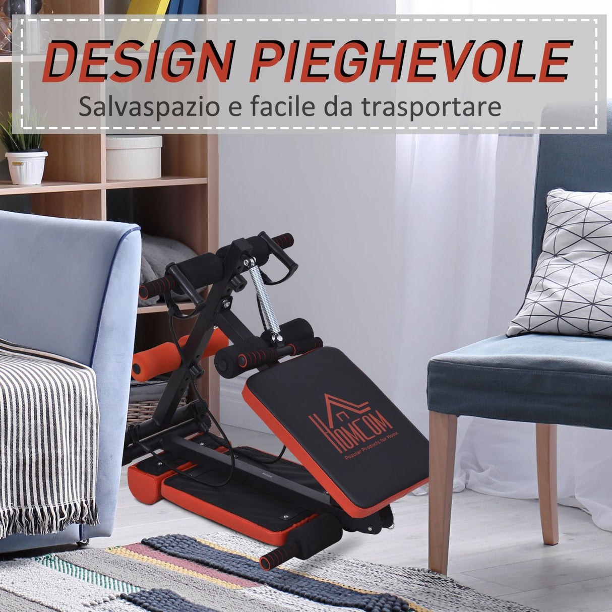easycomfort easycomfort panca per addominali pieghevole altezza regolabile con imbottitura nera e rossa ean 8054144130651