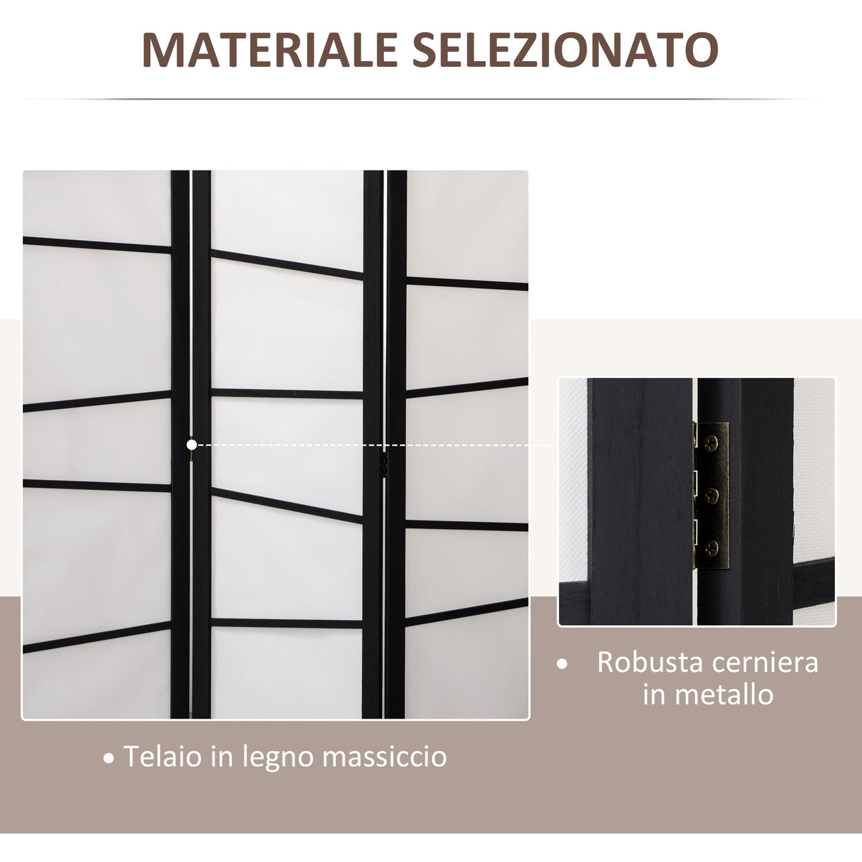 easycomfort easycomfort paravento separe a 3 pannelli pieghevole in legno 120x170cm nero e bianco