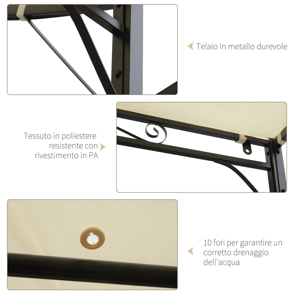 easycomfort easycomfort pergola da giardino in acciaio con copertura in tessuto beige 300x250cm ean 8054144136875