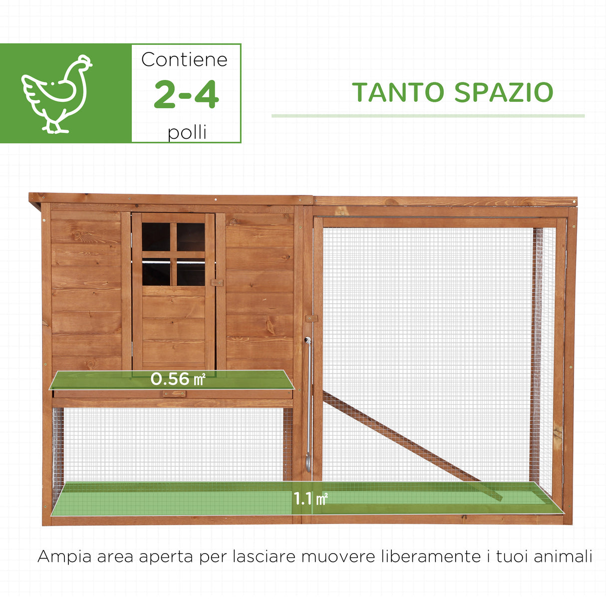 easycomfort easycomfort pollaio da giardino con nidificazione e area di corsa in legno 168x110 5x101 5cm