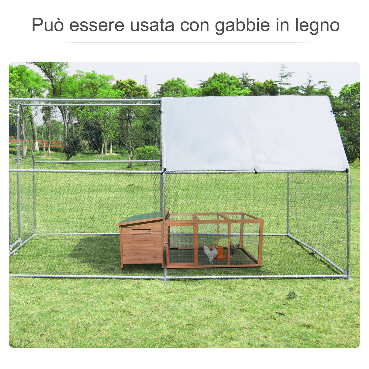 easycomfort easycomfort pollaio da giardino gabbia box per esterno zincato con tessuto oxford di copertura 3 x 4 x 1 95 m