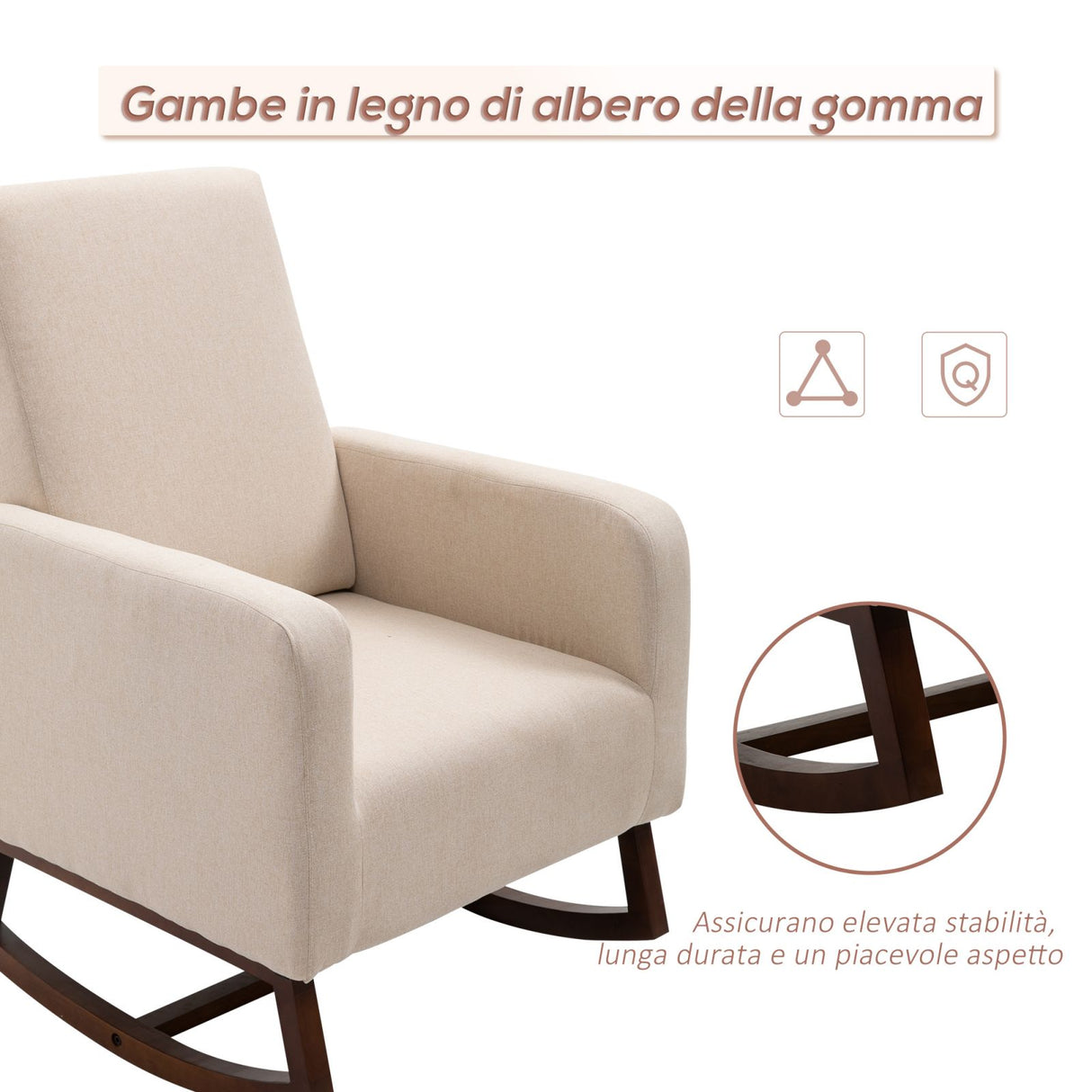easycomfort easycomfort poltrona a dondolo imbottita in legno e lino beige ean 8055776915869