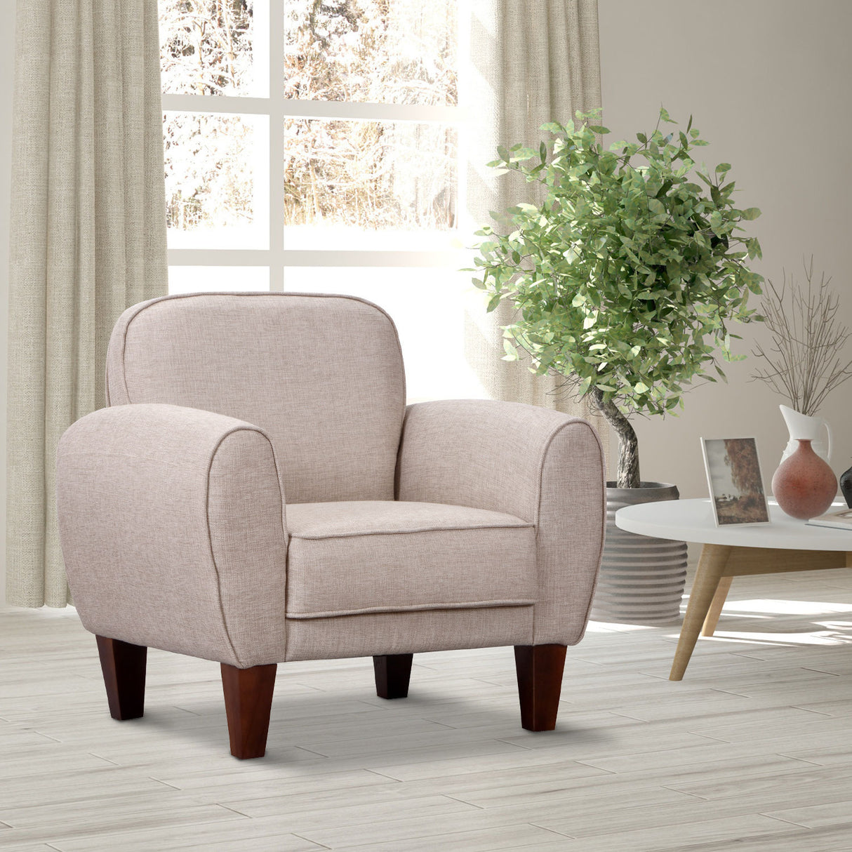 easycomfort easycomfort poltrona classica con braccioli imbottita in tessuto di lino crema 84x65x82 4cm ean 8054144136530