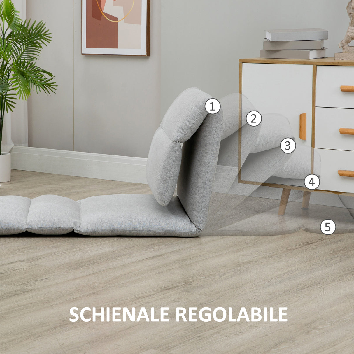 easycomfort easycomfort poltrona da terra con schienale reclinabile in tessuto 71x72x60cm grigio chiaro