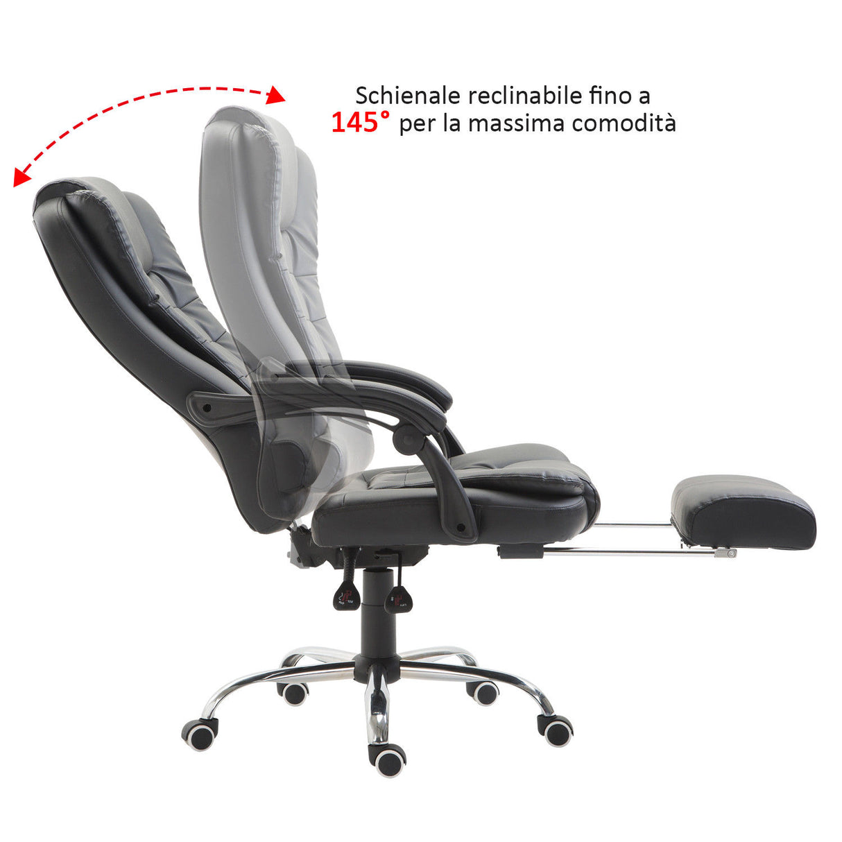 easycomfort easycomfort poltrona da ufficio imbottita regolabile girevole con poggiapiedi estraibile nero ean 8054144139036