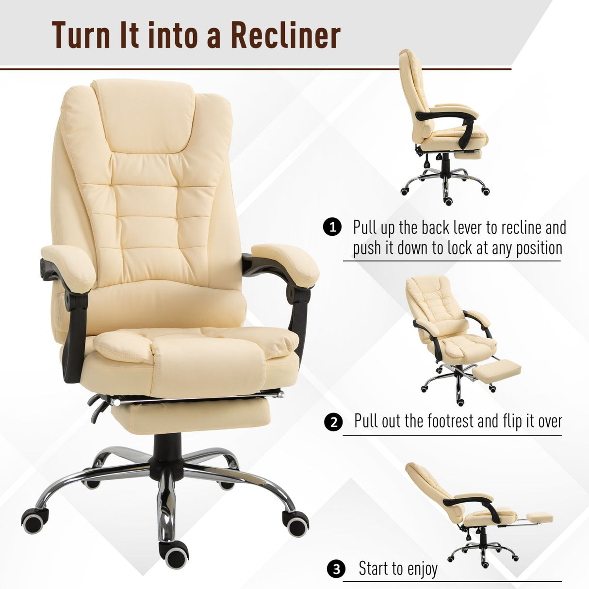 easycomfort easycomfort poltrona da ufficio in similpelle bianca regolabile e reclinabile ean 8054144132907