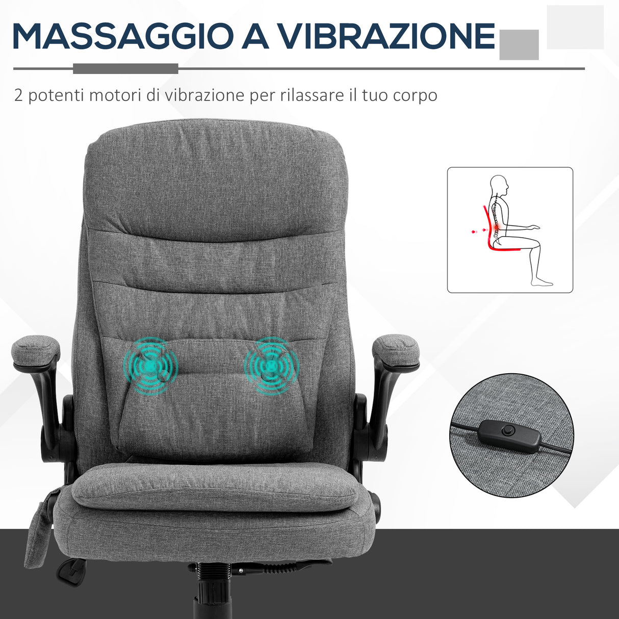 easycomfort easycomfort poltrona da ufficio massaggiante ad altezza regolabile 68 5x72x109 119cm grigia