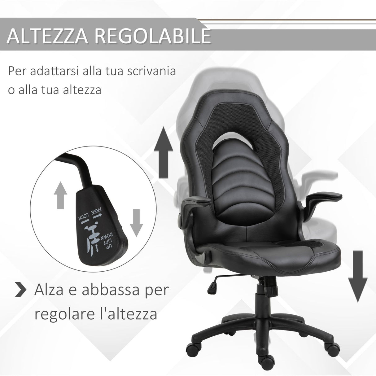 easycomfort easycomfort poltrona gaming o da ufficio in similpelle nera con braccioli pieghevoli schienale e altezza regolabile ean 8054144133591