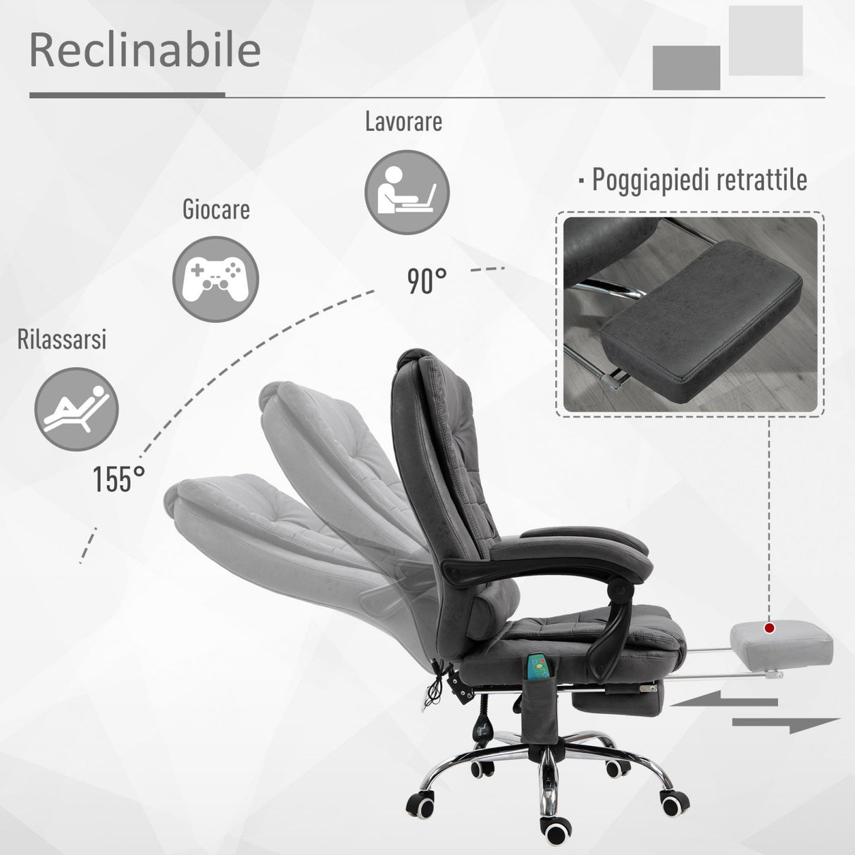 easycomfort easycomfort poltrona massaggiante da ufficio e casa con 6 punti di massaggio grigio scuro ean 8055776912844