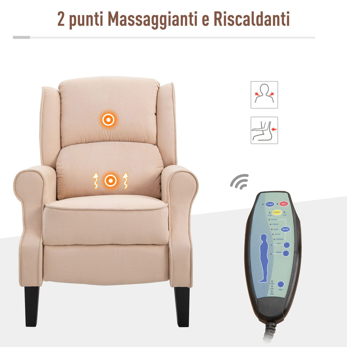 easycomfort easycomfort poltrona massaggiante in velluto beige 78x83x101cm ean 8055776913759