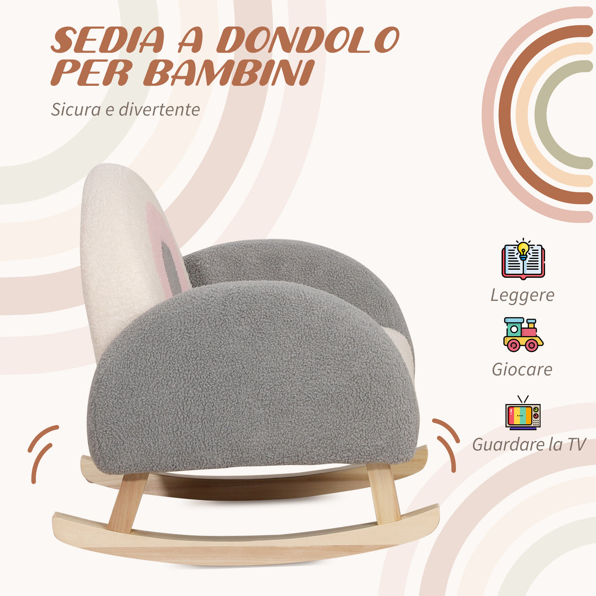 easycomfort easycomfort poltrona per bambini 3 5 anni con braccioli alti e imbottitura spessa 50x45x44 cm grigia