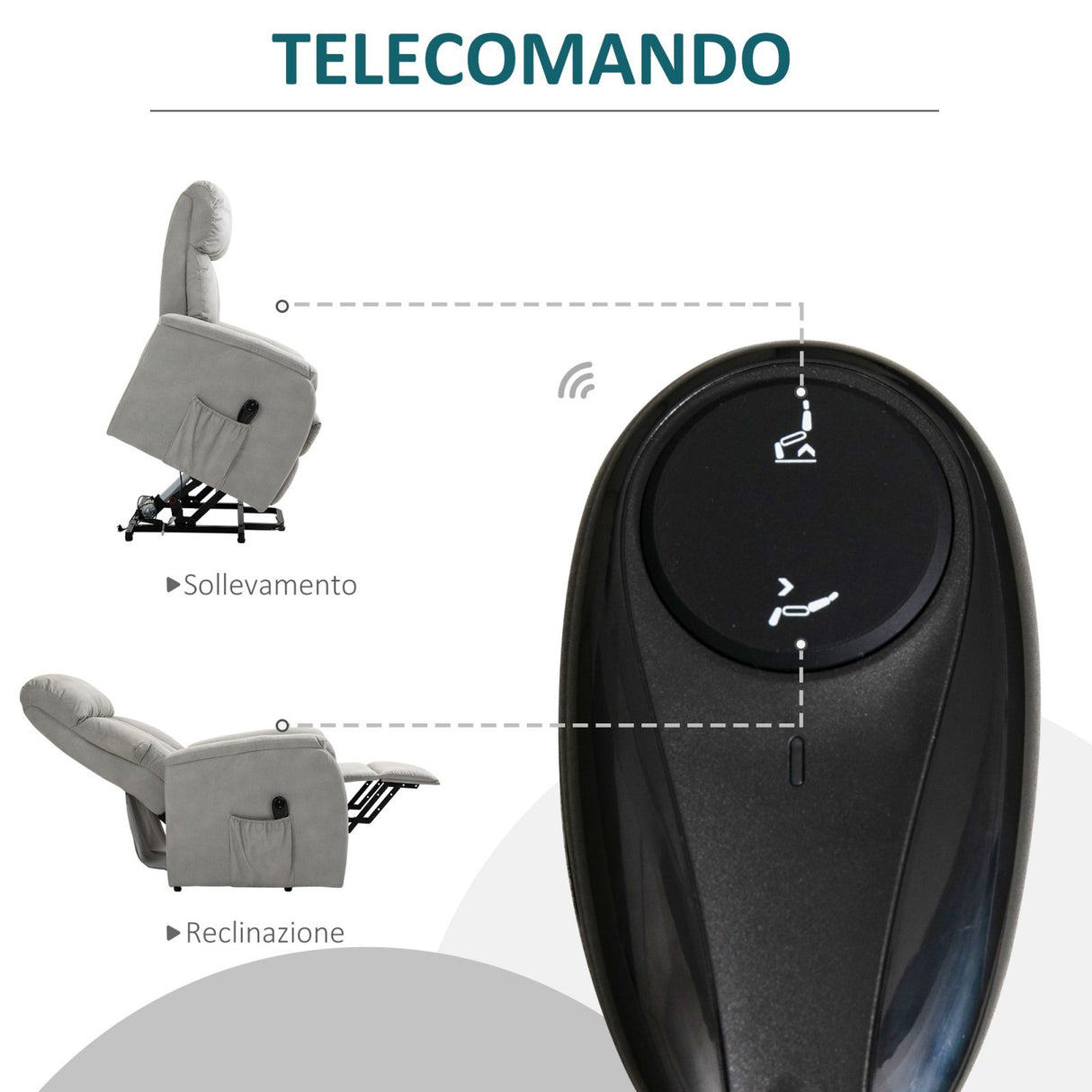 easycomfort easycomfort poltrona relax elettrica alzapersona con telecomando reclinabile 150 in tessuto grigio
