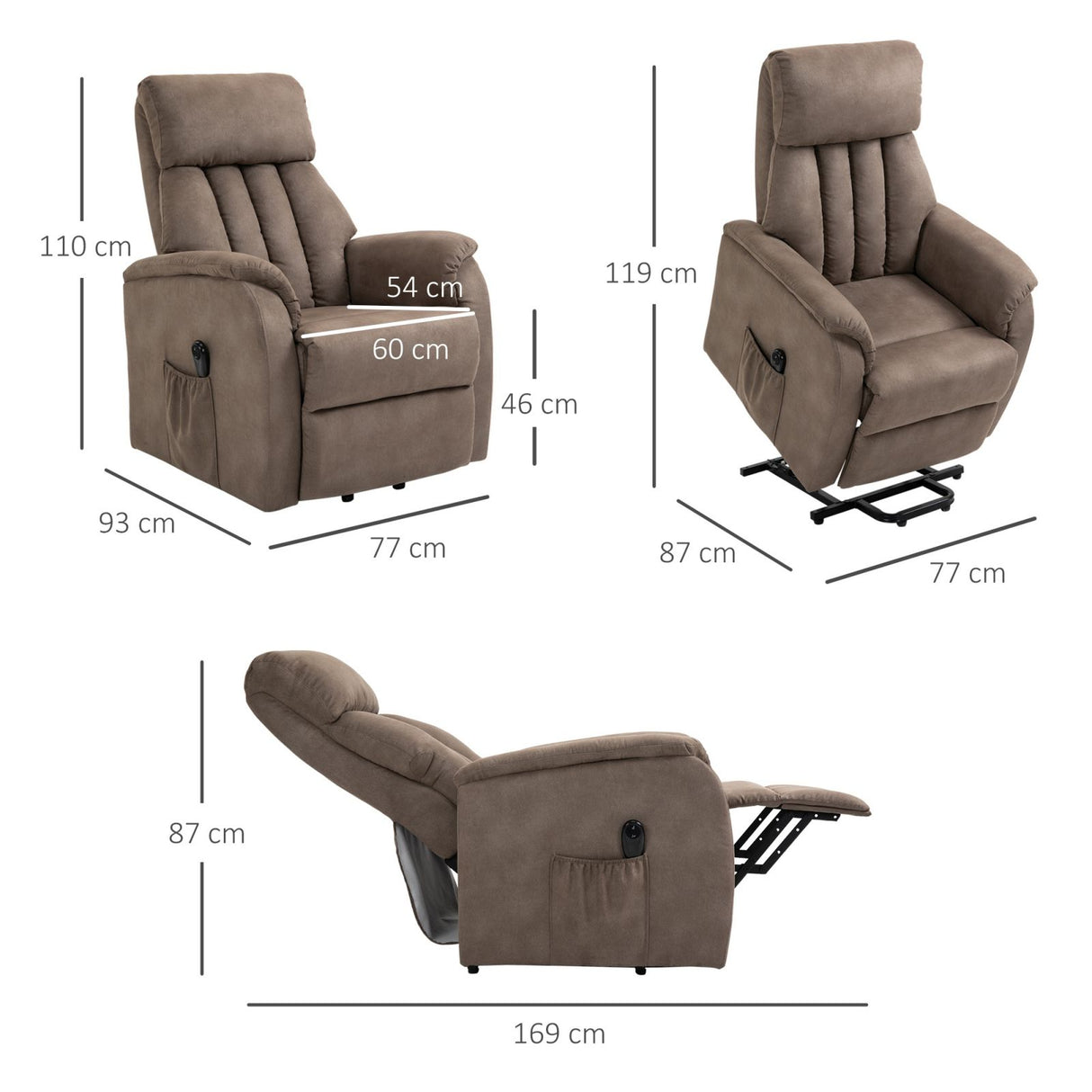 easycomfort easycomfort poltrona relax elettrica alzapersona con telecomando reclinabile 150 in tessuto marrone