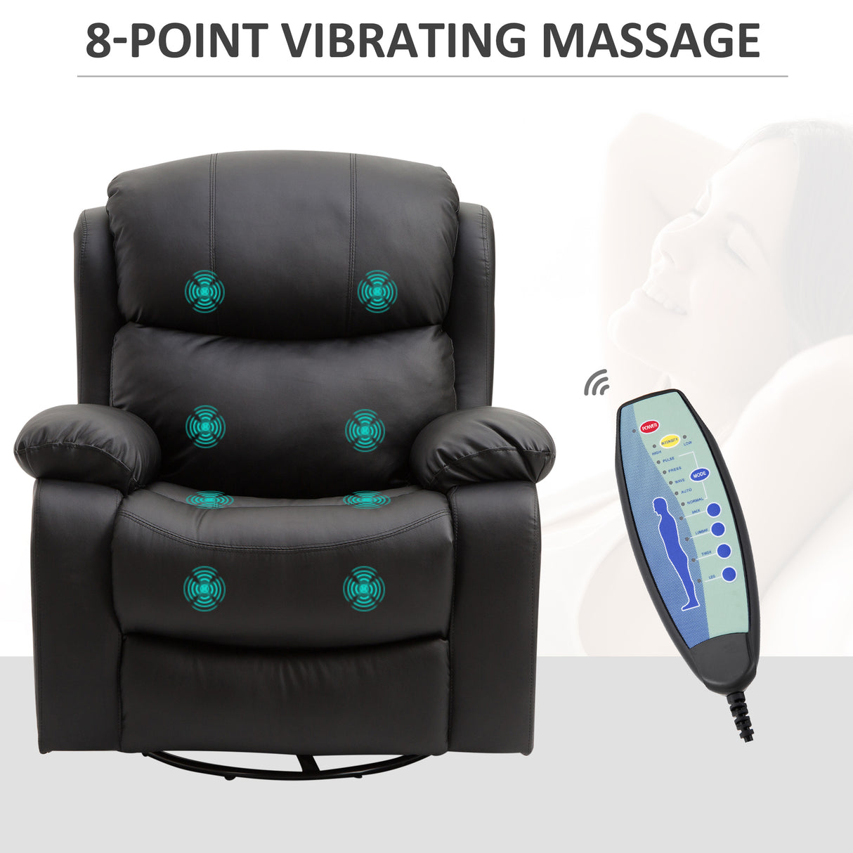 easycomfort easycomfort poltrona relax massaggiante con reclinazione e poggiapiedi 97x92x104cm nero