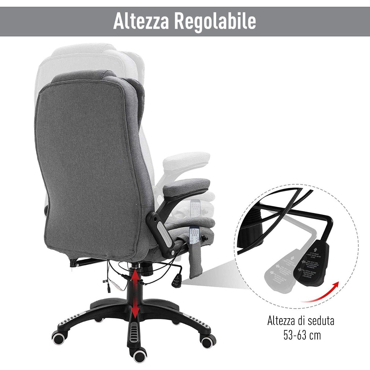 easycomfort easycomfort poltrona relax per ufficio e casa regolabile con 7 punti di massaggio e funzione di riscaldamento grigia ean 8054144133829