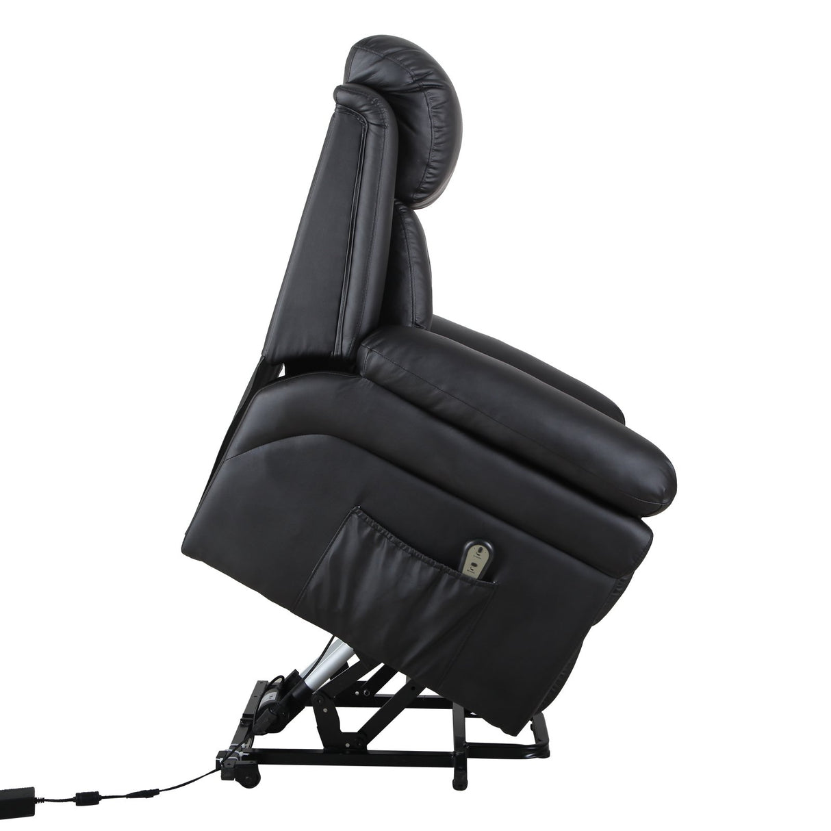 easycomfort easycomfort poltrona relax reclinabile e alzapersona con ruote e telecomando in pelle nera ean 8055776910802