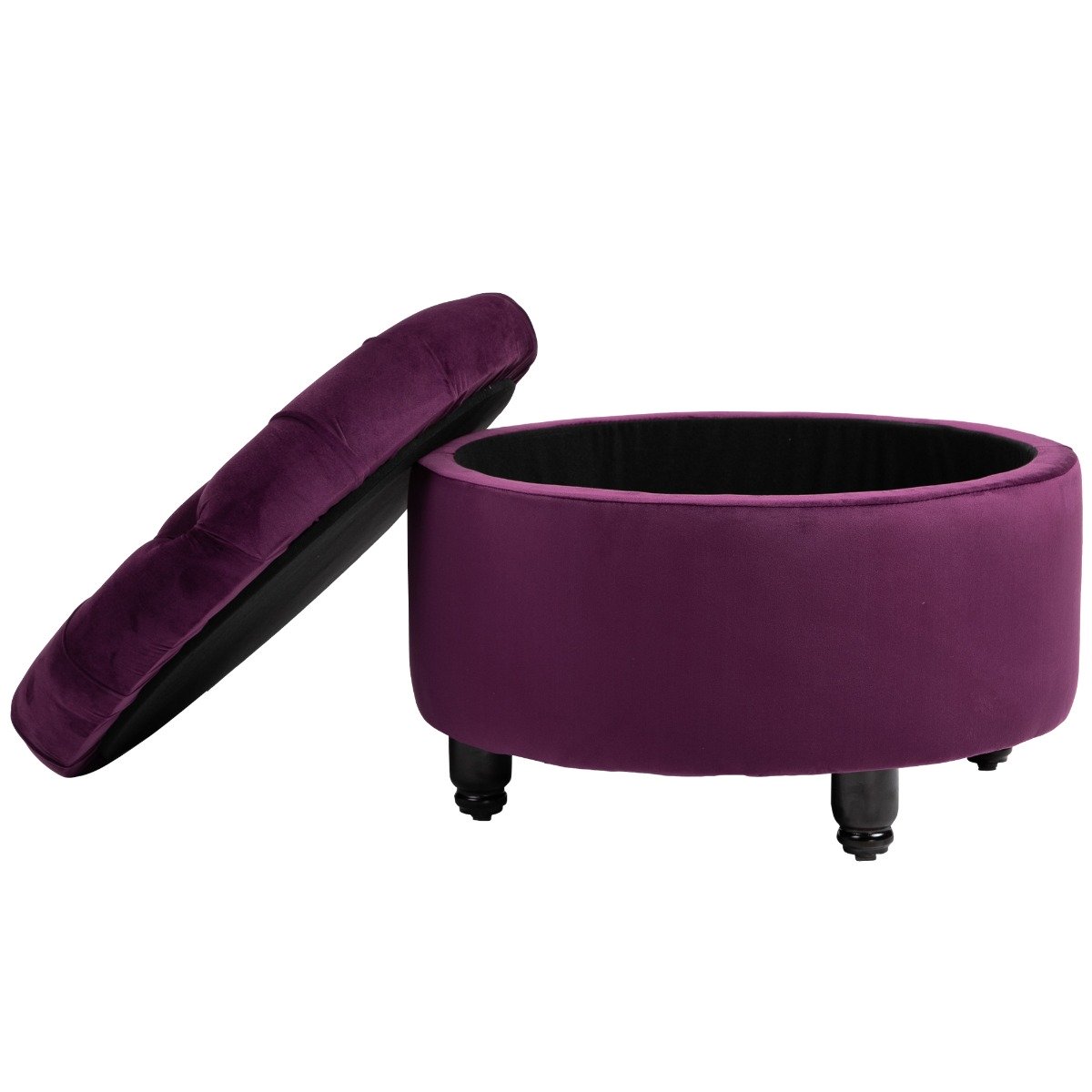 easycomfort easycomfort pouf contenitore in velluto viola con seduta in stile chesterfield imbottita ean 8054144135618