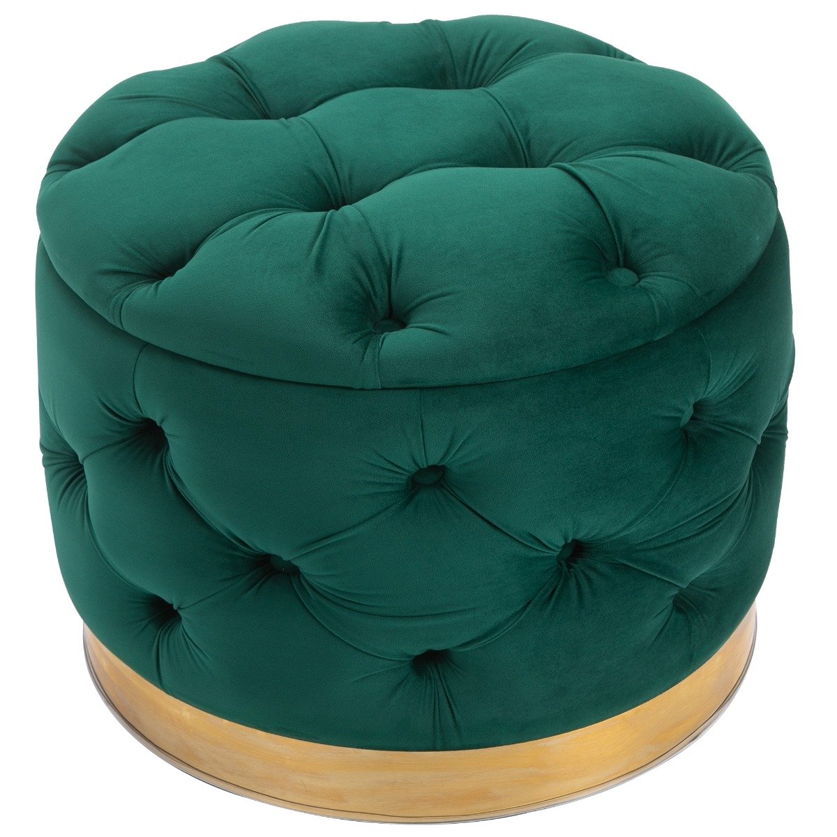 easycomfort easycomfort pouf rotondo con vano contenitore e coperchio rimovibile in velluto verde con effetto trapuntato e base oro ean 8055776912394