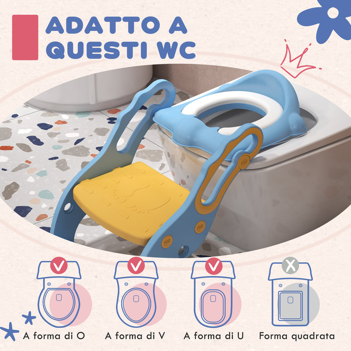easycomfort easycomfort riduttore water con scaletta regolabile e maniglie pieghevole con cuscino rimovibile blu