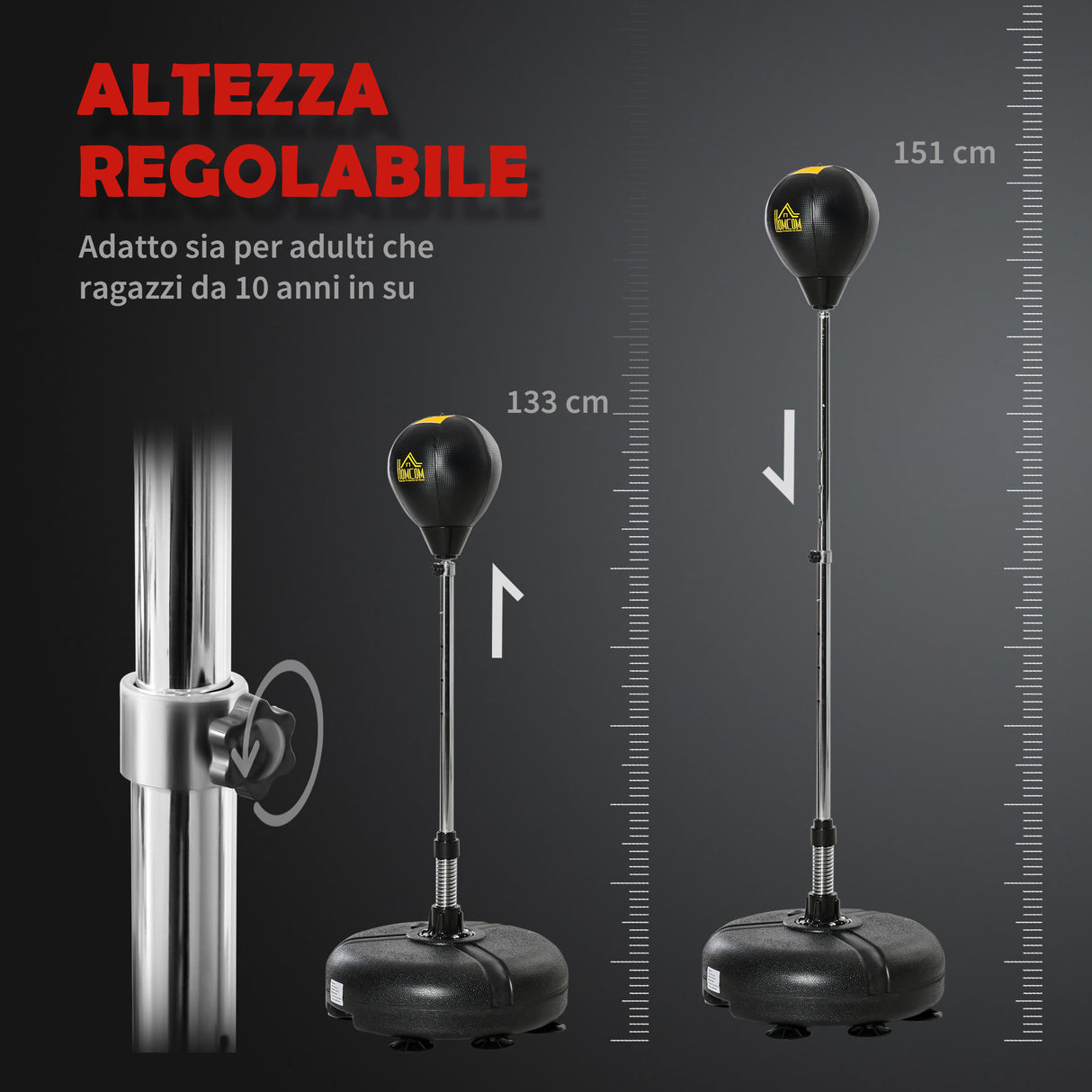 easycomfort easycomfort sacco da boxe ad altezza regolabile guanti inclusi in pe e metallo 45x45x133 151cm oro