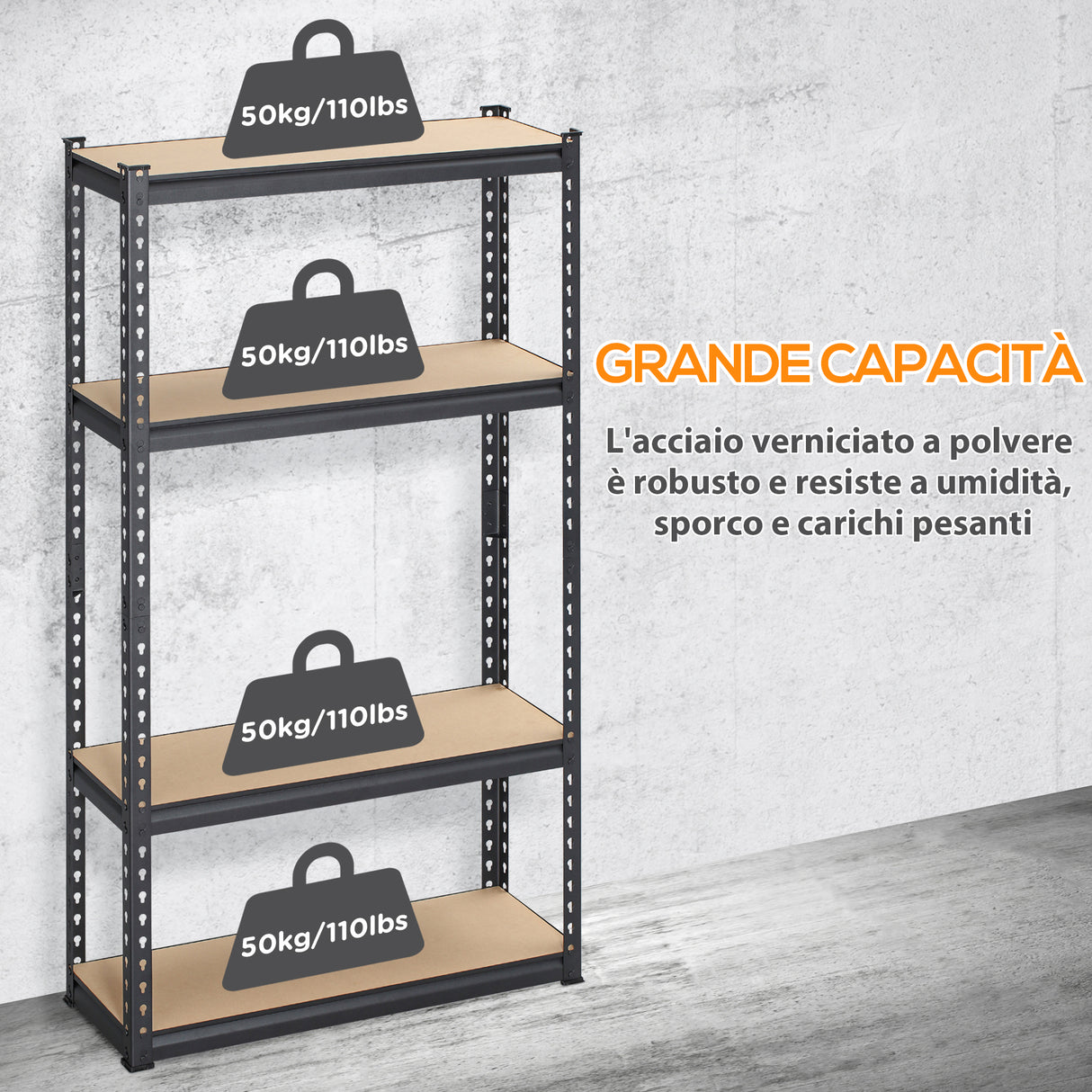 easycomfort easycomfort scaffalatura industriale a 4 livelli in mdf e acciaio con ripiani aperti e regolabili 81 3x30x152 4 cm