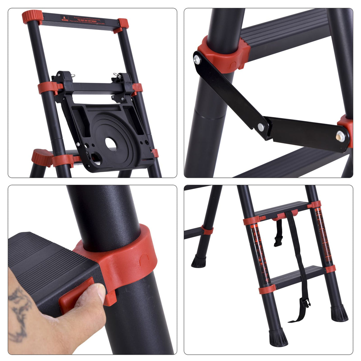 easycomfort easycomfort scala in alluminio con scaletta doppia vassoio pieghevole salvaspazio ean 8054144138336