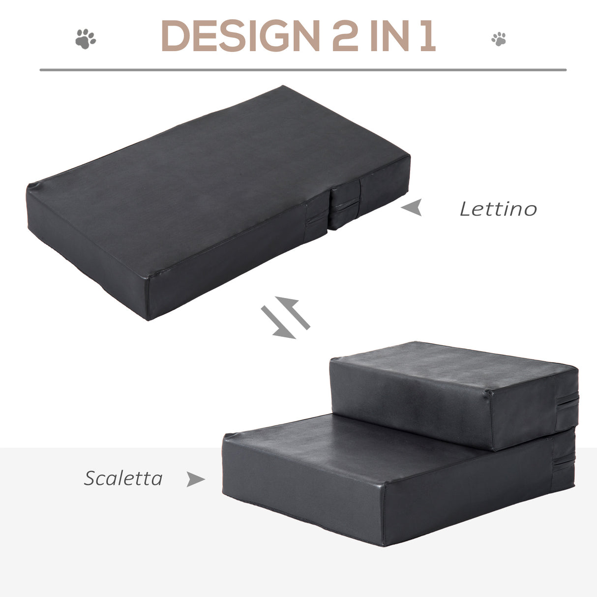 easycomfort easycomfort scaletta per cani materassino 2 in 1 in pu e gommapiuma 45x39x20cm nero