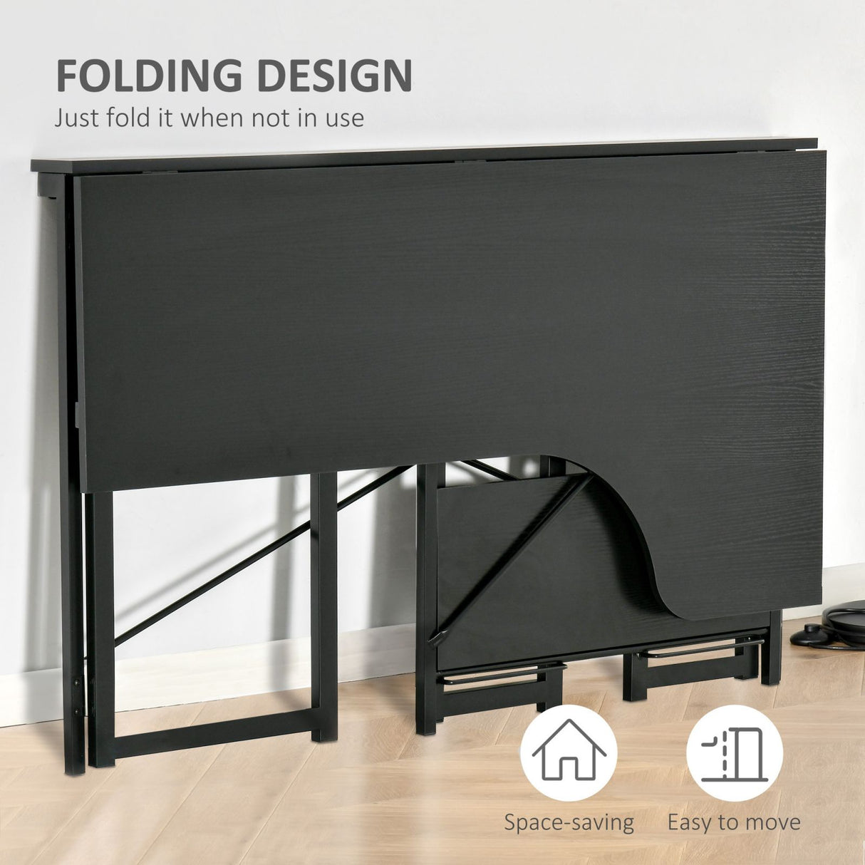 easycomfort easycomfort scrivania angolare a scomparsa pieghevole con 2 ripiani laterali in legno e metallo nera