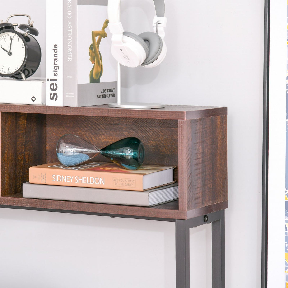 easycomfort easycomfort scrivania angolare con libreria e mensola per pc in stile industriale legno e metallo 170x120x140cm noce e nero ean 8055776914831