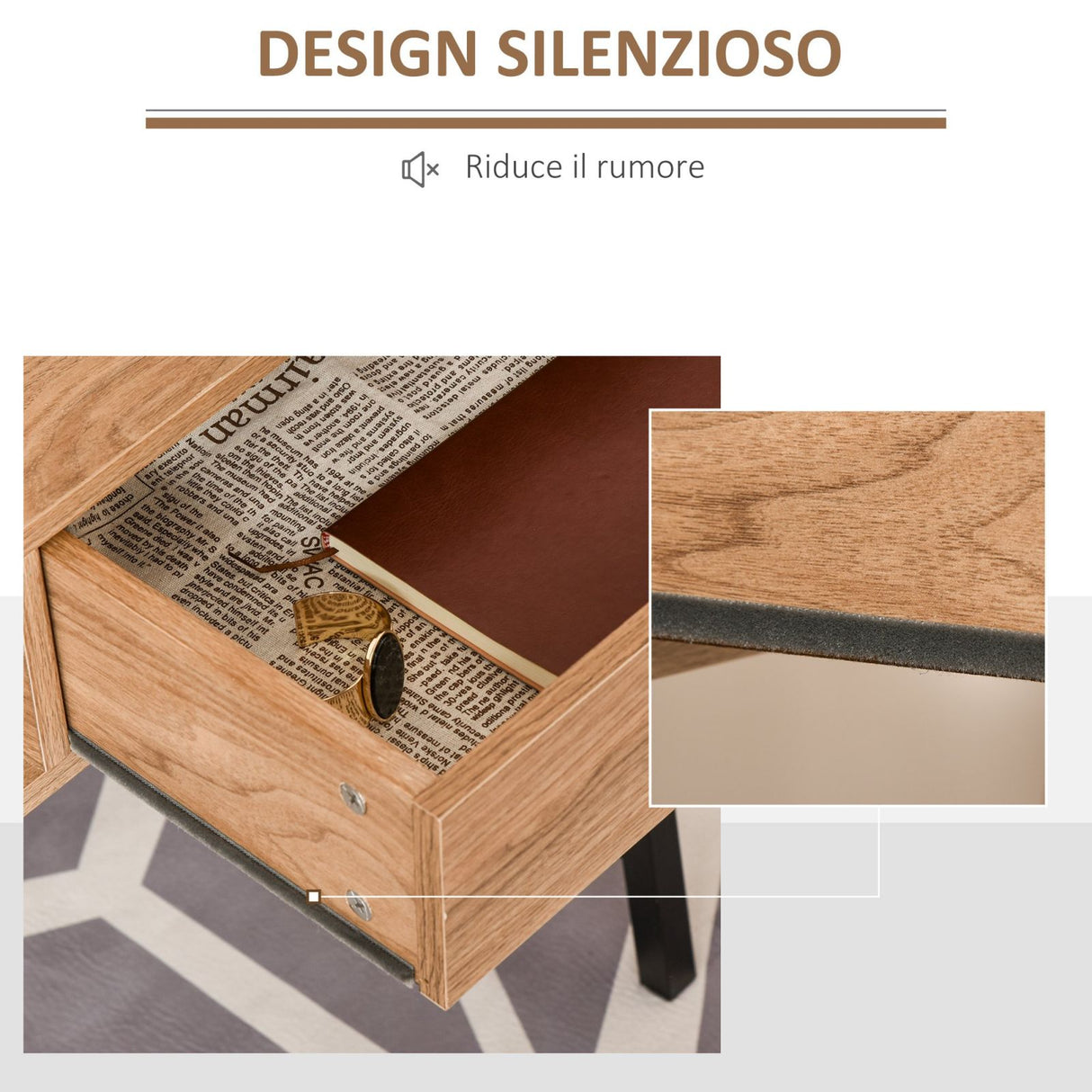 easycomfort easycomfort scrivania ufficio e camera con cassetti e mensole 105x55x100cm legno ean 8054144132556