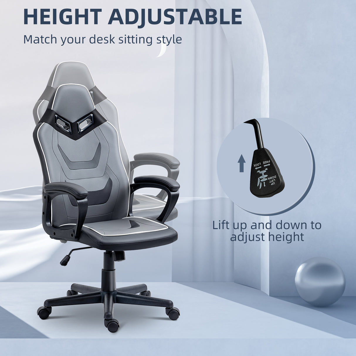 easycomfort easycomfort sedia da gaming ad altezza regolabile con funzione dondolo per casa e ufficio 60x63x113 125 cm grigia e nera