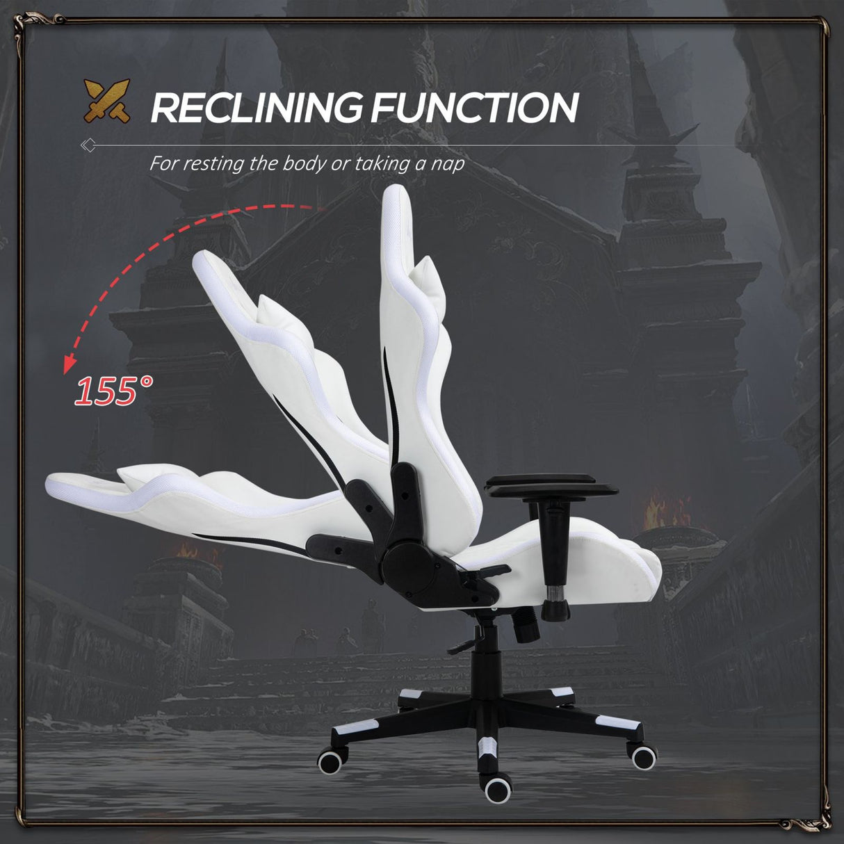 easycomfort easycomfort sedia da gaming luminosa con luci a led altezza regolabile in similpelle bianca