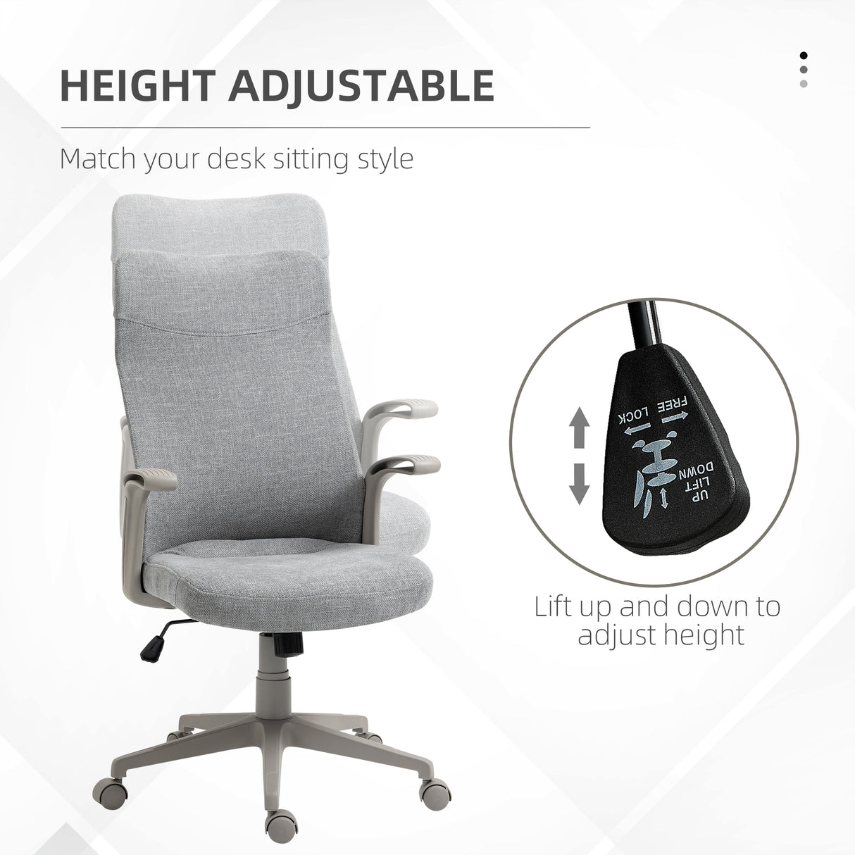 easycomfort easycomfort sedia da ufficio elegante con seduta effetto lino altezza regolabile e ruote 61x64 5x104 112 cm grigia