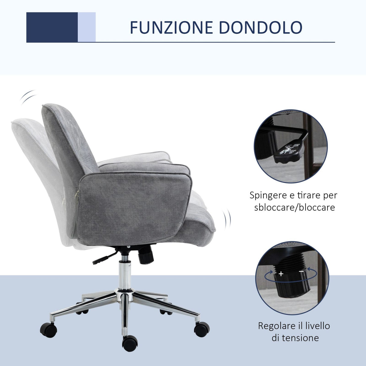 easycomfort easycomfort sedia da ufficio ergonomica altezza regolabile rivestimento in microfibra 67x69x92 102cm grigio chiaro