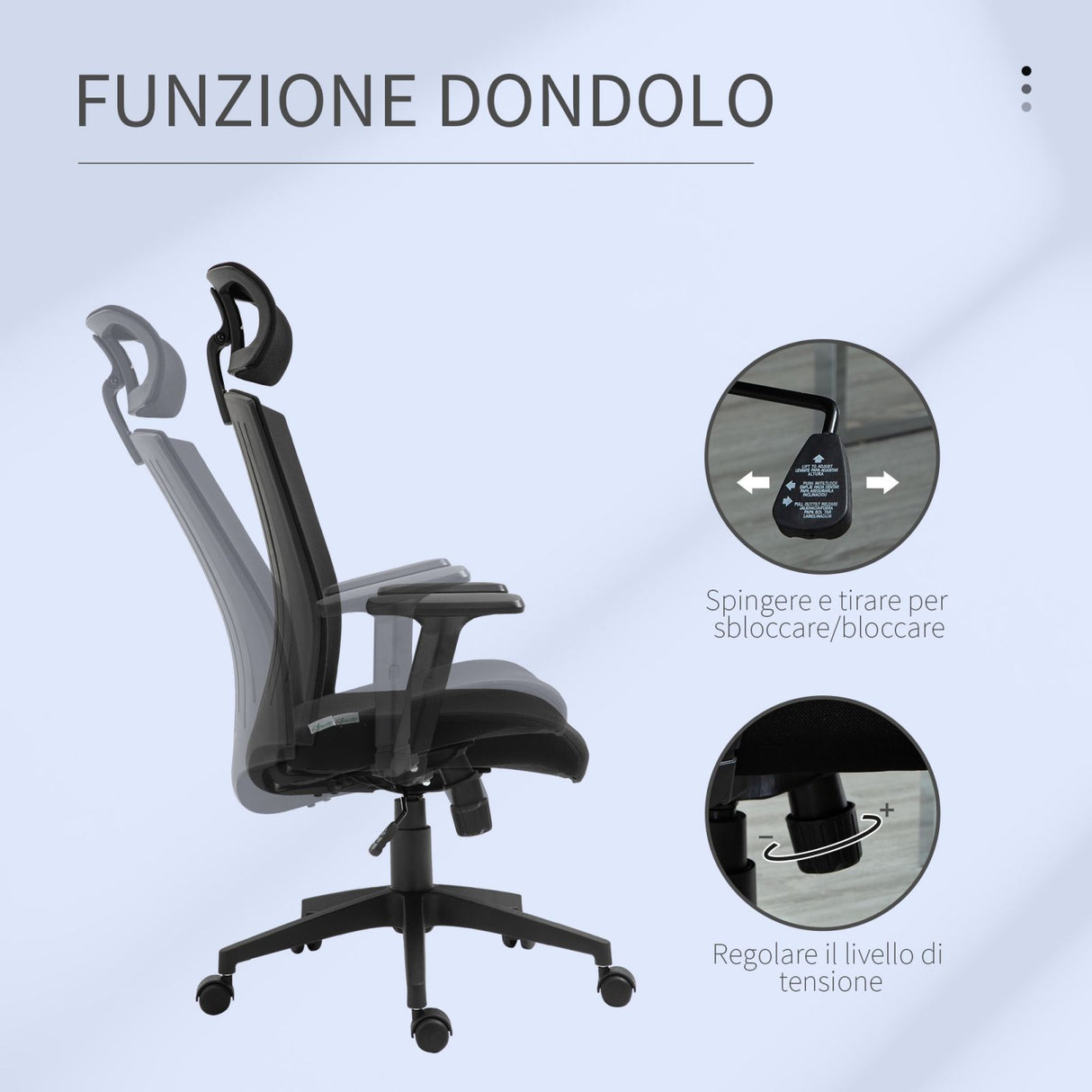 easycomfort easycomfort sedia da ufficio ergonomica con poggiatesta e supporto lombare altezza e braccioli regolabili 65x63x119 129cm nero