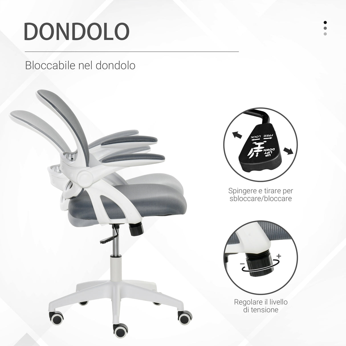 easycomfort easycomfort sedia da ufficio ergonomica con schienale a rete e seduta imbottita altezza regolabile 65 5x61 5x88 97 5cm grigio