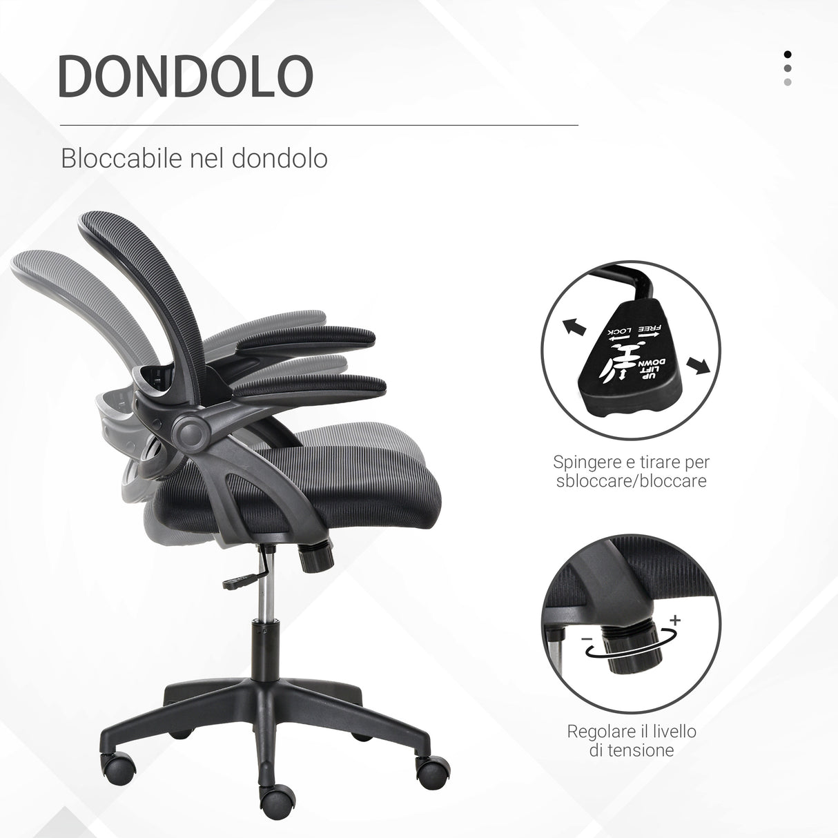 easycomfort easycomfort sedia da ufficio ergonomica con schienale a rete e seduta imbottita altezza regolabile 65 5x61 5x88 97 5cm nero
