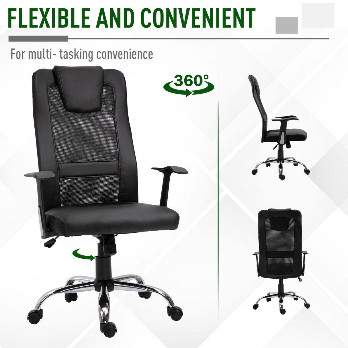 easycomfort easycomfort sedia da ufficio ergonomica girevole in mesh e ecopelle altezza regolabile nero ean 8054144139920